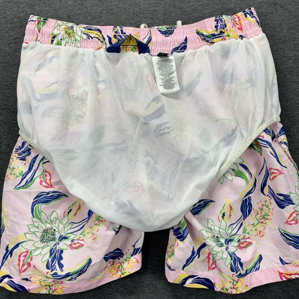 Polo Ralph Lauren Swimwear Shorts Mens M Pink Floral Hawaiian Beach Resort Beach